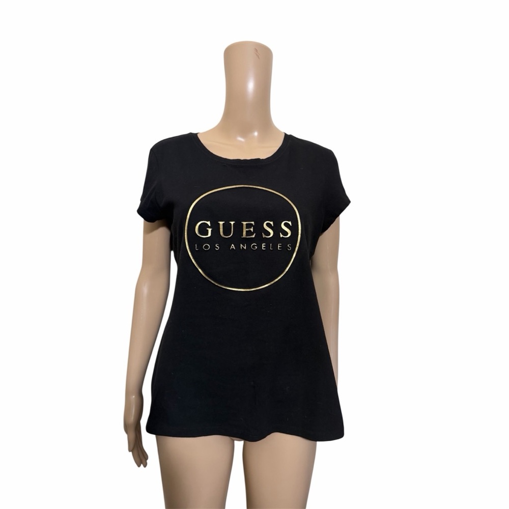 GUESS Black and Gold Logo Tee - Picture 5 of 6